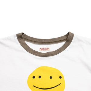 KAPITAL Capital 20 Jersey Smile Short Sleeve T-Shirt K2204SC102 Made in JAPAN Cotton White Brown Size 2 Good Condition Used 4c073560