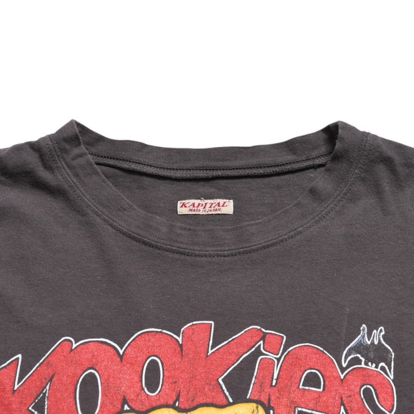 極美品 KAPITAL キャピタル 20/ 天竺 ヴィンテージバンドTシャツ 24SS Knookies コットン ブラウン マルチカラー サイズXS 中古 4a003744