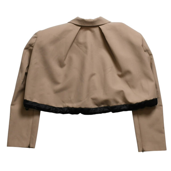 極美品 Sacai サカイ テーラードジャケット クロップド 23-06442 サイズ1 ベージュ ポリエステル シルバー金具 中古 4b005485