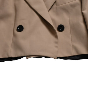 極美品 Sacai サカイ テーラードジャケット クロップド 23-06442 サイズ1 ベージュ ポリエステル シルバー金具 中古 4b005485
