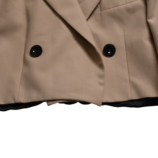 極美品 Sacai サカイ テーラードジャケット クロップド 23-06442 サイズ1 ベージュ ポリエステル シルバー金具 中古 4b005485