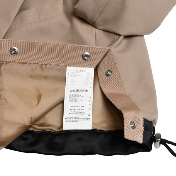 極美品 Sacai サカイ テーラードジャケット クロップド 23-06442 サイズ1 ベージュ ポリエステル シルバー金具 中古 4b005485