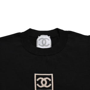 CHANEL Knit Short Sleeve Tops Knit T-shirt P21671V01329 Size 42 Coco Mark Cotton Black Good Condition Used 4a004812