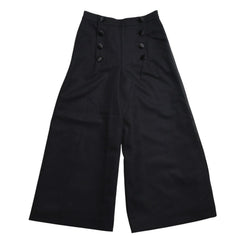Very Good Condition CHANEL High Waist Marine Pants P59101V38602 Sailor Pants Marine Style Coco Mark Navy Black 40 Size Satin Switching Bottoms Used 4a004704