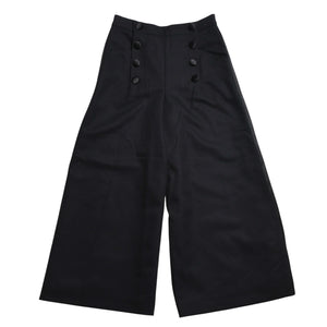 Very Good Condition CHANEL High Waist Marine Pants P59101V38602 Sailor Pants Marine Style Coco Mark Navy Black 40 Size Satin Switching Bottoms Used 4a004704