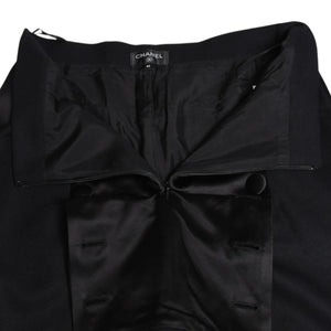 Very Good Condition CHANEL High Waist Marine Pants P59101V38602 Sailor Pants Marine Style Coco Mark Navy Black 40 Size Satin Switching Bottoms Used 4a004704
