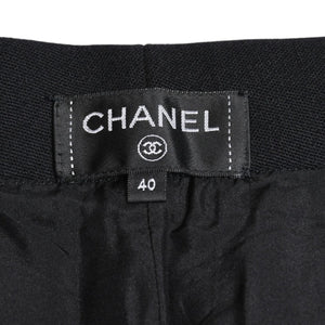 Very Good Condition CHANEL High Waist Marine Pants P59101V38602 Sailor Pants Marine Style Coco Mark Navy Black 40 Size Satin Switching Bottoms Used 4a004704