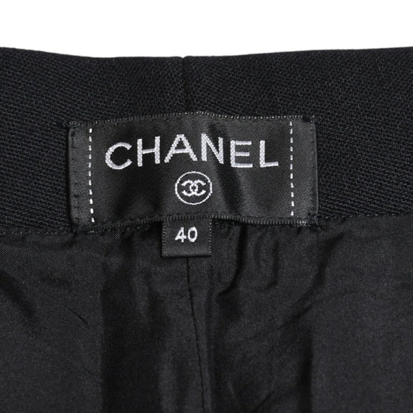 Very Good Condition CHANEL High Waist Marine Pants P59101V38602 Sailor Pants Marine Style Coco Mark Navy Black 40 Size Satin Switching Bottoms Used 4a004704