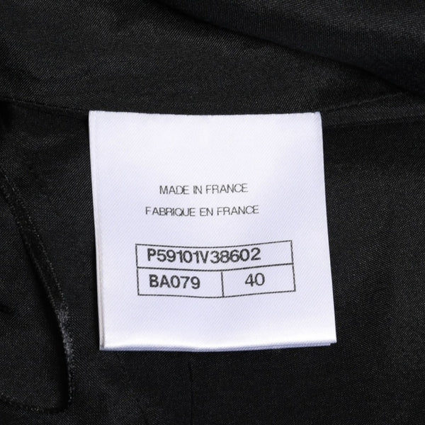 Very Good Condition CHANEL High Waist Marine Pants P59101V38602 Sailor Pants Marine Style Coco Mark Navy Black 40 Size Satin Switching Bottoms Used 4a004704