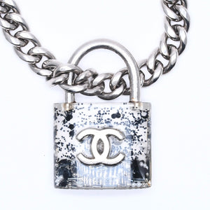 CHANEL シャネル カデナチェーンネックレス ココマーク 14K刻印 シルバー クリア GP レジン 良品 中古 4c068818