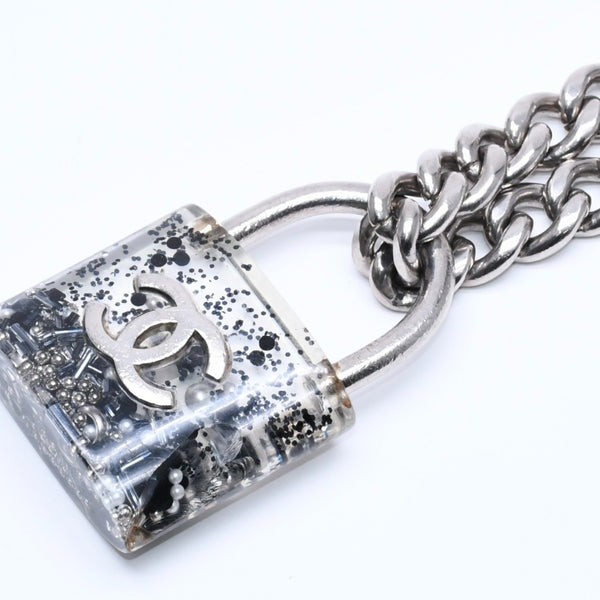 CHANEL シャネル カデナチェーンネックレス ココマーク 14K刻印 シルバー クリア GP レジン 良品 中古 4c068818