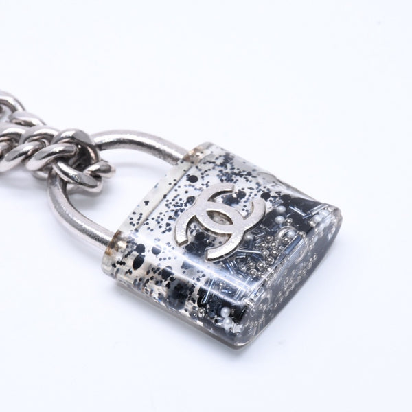 CHANEL シャネル カデナチェーンネックレス ココマーク 14K刻印 シルバー クリア GP レジン 良品 中古 4c068818