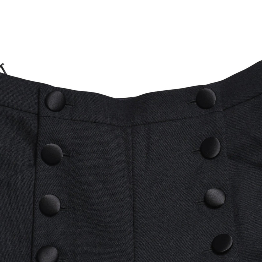Very Good Condition CHANEL High Waist Marine Pants P59101V38602 Sailor Pants Marine Style Coco Mark Navy Black 40 Size Satin Switching Bottoms Used 4a004704
