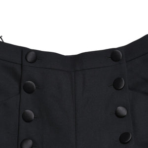 Very Good Condition CHANEL High Waist Marine Pants P59101V38602 Sailor Pants Marine Style Coco Mark Navy Black 40 Size Satin Switching Bottoms Used 4a004704