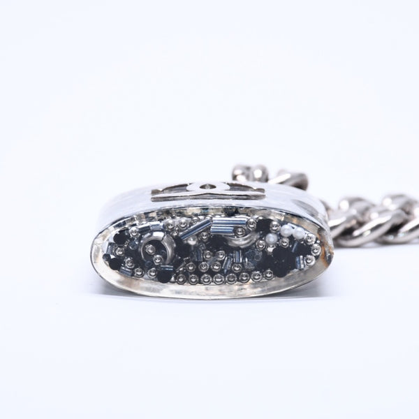CHANEL シャネル カデナチェーンネックレス ココマーク 14K刻印 シルバー クリア GP レジン 良品 中古 4c068818