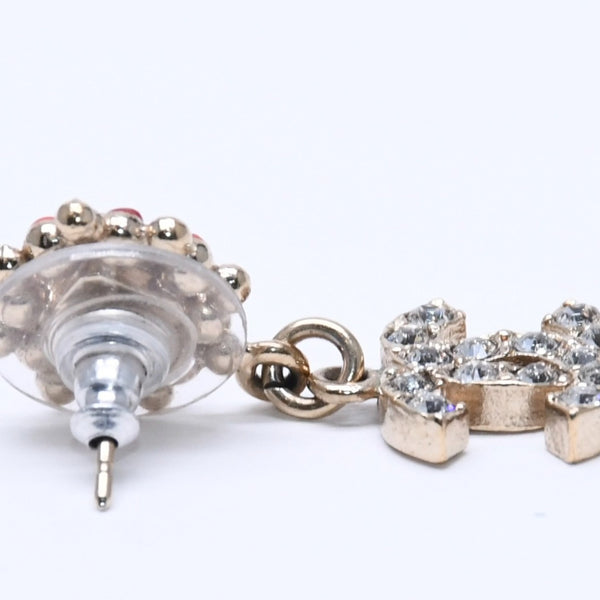 Very Good Condition CHANEL Cocomark Earrings Accessories 06P GP Rhinestone Stone Gold Weight 5.99g Used 4a004631