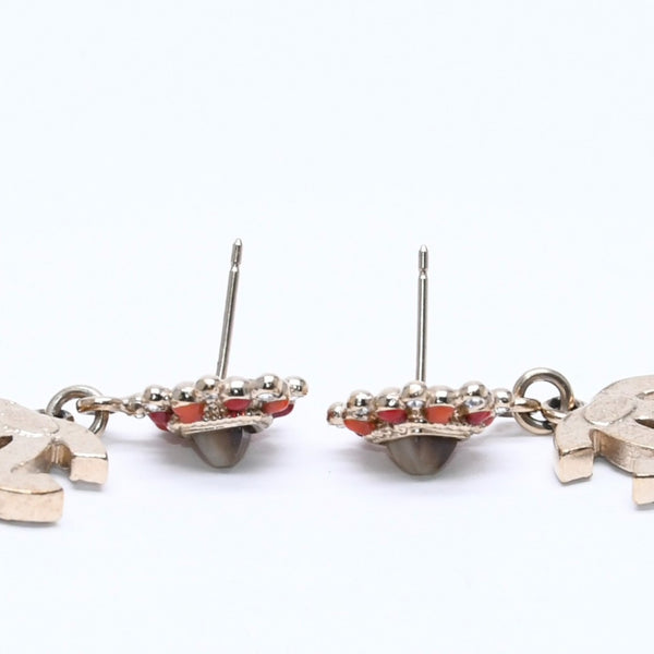 Very Good Condition CHANEL Cocomark Earrings Accessories 06P GP Rhinestone Stone Gold Weight 5.99g Used 4a004631