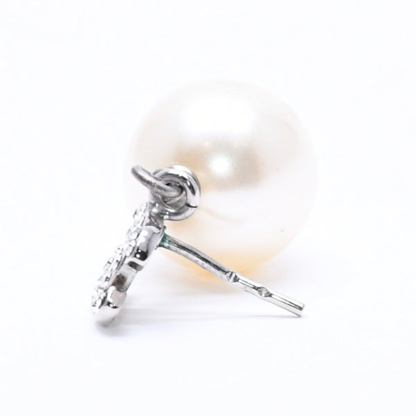 極美品 CHANEL シャネル ココマーク ピアス アクセサリー B14V GP ラインストーン パール シルバー 重量6.61g 中古 4a004592