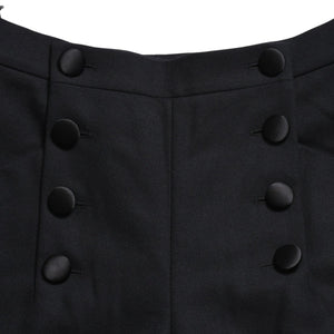 Very Good Condition CHANEL High Waist Marine Pants P59101V38602 Sailor Pants Marine Style Coco Mark Navy Black 40 Size Satin Switching Bottoms Used 4a004704