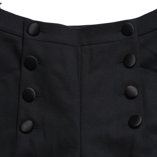 Very Good Condition CHANEL High Waist Marine Pants P59101V38602 Sailor Pants Marine Style Coco Mark Navy Black 40 Size Satin Switching Bottoms Used 4a004704