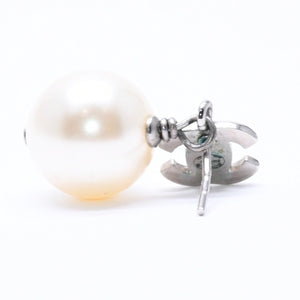極美品 CHANEL シャネル ココマーク ピアス アクセサリー B14V GP ラインストーン パール シルバー 重量6.61g 中古 4a004592