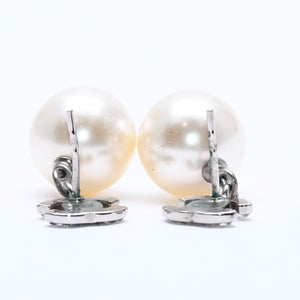 極美品 CHANEL シャネル ココマーク ピアス アクセサリー B14V GP ラインストーン パール シルバー 重量6.61g 中古 4a004592