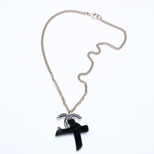 CHANEL Necklace Big Coco Mark Ribbon 07C Engraved Weight Approx. 20.81g Black Gold Good Condition Used 4c063072