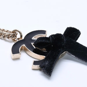 CHANEL Necklace Big Coco Mark Ribbon 07C Engraved Weight Approx. 20.81g Black Gold Good Condition Used 4c063072