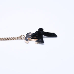 CHANEL Necklace Big Coco Mark Ribbon 07C Engraved Weight Approx. 20.81g Black Gold Good Condition Used 4c063072