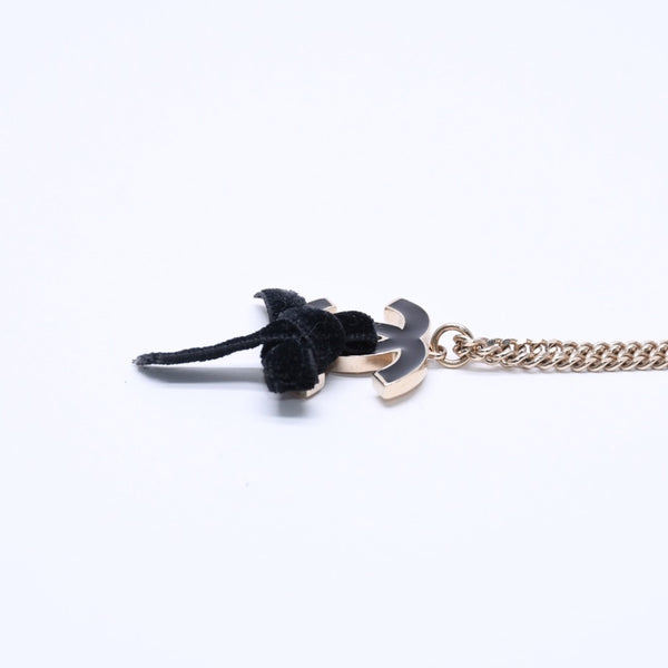 CHANEL Necklace Big Coco Mark Ribbon 07C Engraved Weight Approx. 20.81g Black Gold Good Condition Used 4c063072