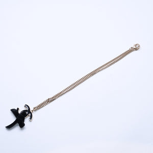 CHANEL Necklace Big Coco Mark Ribbon 07C Engraved Weight Approx. 20.81g Black Gold Good Condition Used 4c063072