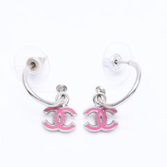 CHANEL Hoop Earrings Earrings Coco Mark Pink Silver 04P Engraved Weight Approx. 2.86g Good Condition Used 4c074886