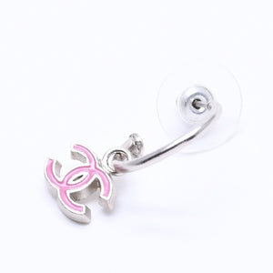 CHANEL Hoop Earrings Earrings Coco Mark Pink Silver 04P Engraved Weight Approx. 2.86g Good Condition Used 4c074886