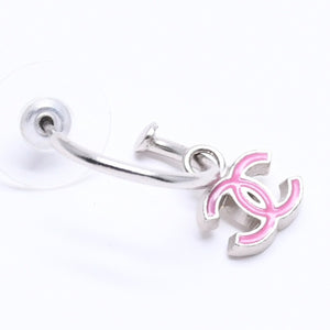 CHANEL Hoop Earrings Earrings Coco Mark Pink Silver 04P Engraved Weight Approx. 2.86g Good Condition Used 4c074886