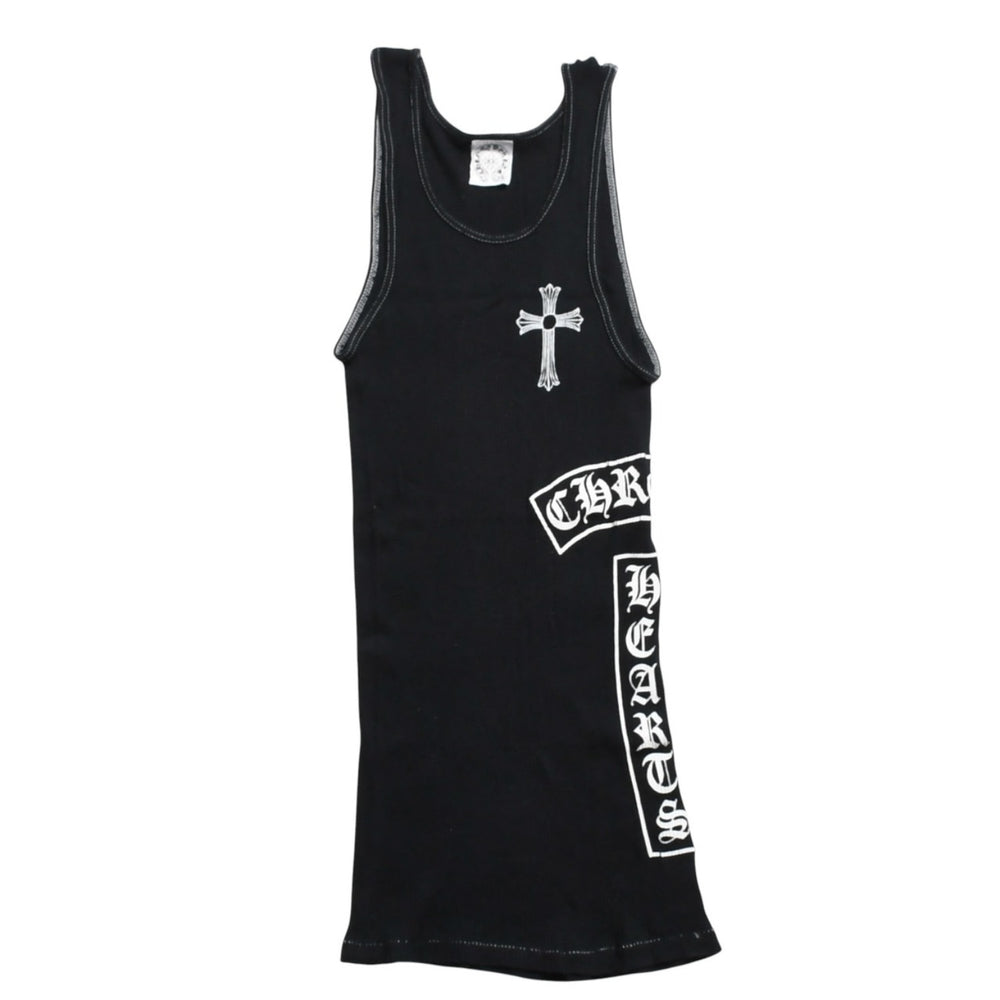 CHROME HEARTS クロムハーツ CHクロス タンクトップ サイズS オールドイングリッシュ コットン ブラック 美品 中古 4a004822