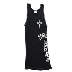 CHROME HEARTS クロムハーツ CHクロス タンクトップ サイズS オールドイングリッシュ コットン ブラック 美品 中古 4a004822