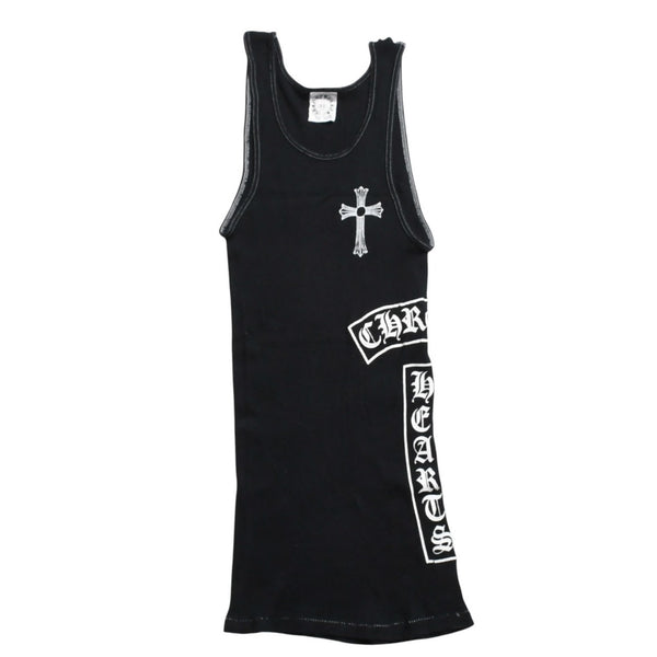 CHROME HEARTS クロムハーツ CHクロス タンクトップ サイズS オールドイングリッシュ コットン ブラック 美品 中古 4a004822