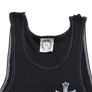 CHROME HEARTS クロムハーツ CHクロス タンクトップ サイズS オールドイングリッシュ コットン ブラック 美品 中古 4a004822