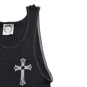 CHROME HEARTS クロムハーツ CHクロス タンクトップ サイズS オールドイングリッシュ コットン ブラック 美品 中古 4a004822