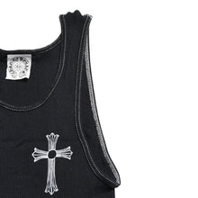 画像をギャラリービューアに読み込む, CHROME HEARTS クロムハーツ CHクロス タンクトップ サイズS オールドイングリッシュ コットン ブラック 美品 中古 4a004822