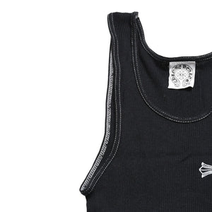 CHROME HEARTS クロムハーツ CHクロス タンクトップ サイズS オールドイングリッシュ コットン ブラック 美品 中古 4a004822