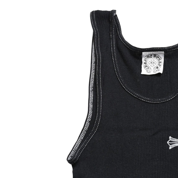 CHROME HEARTS クロムハーツ CHクロス タンクトップ サイズS オールドイングリッシュ コットン ブラック 美品 中古 4a004822