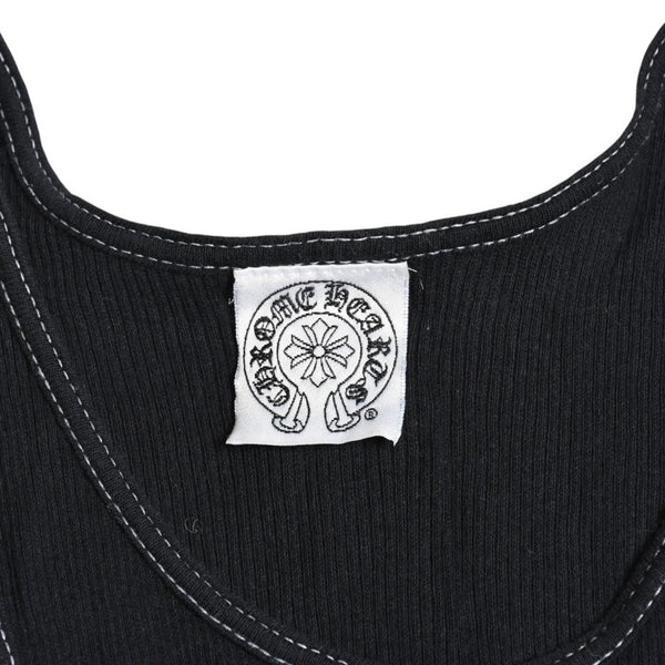CHROME HEARTS クロムハーツ CHクロス タンクトップ サイズS オールドイングリッシュ コットン ブラック 美品 中古 4a004822