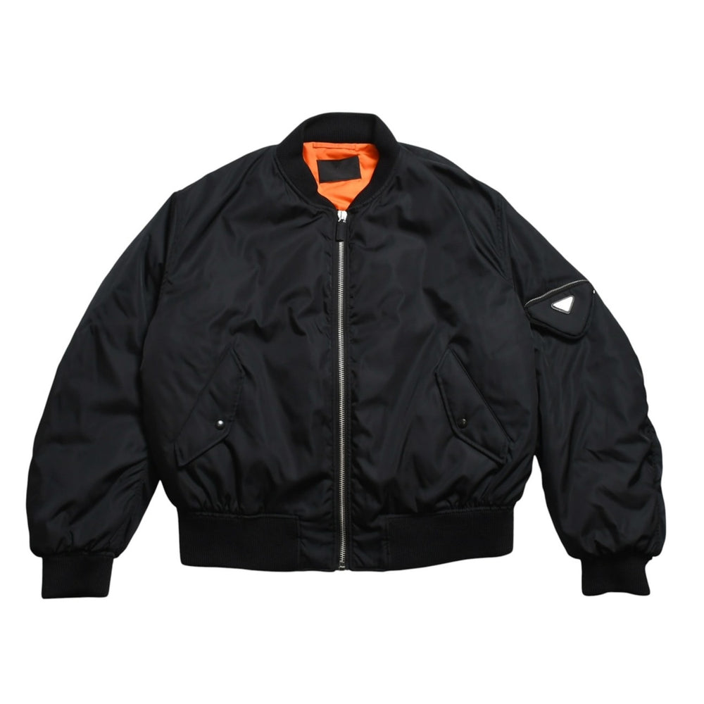 極美品 PRADA プラダ Re-Nylon トライアングルロゴプレート MA-1 ボンバージャケット ブラック サイズM 中古 4a004696