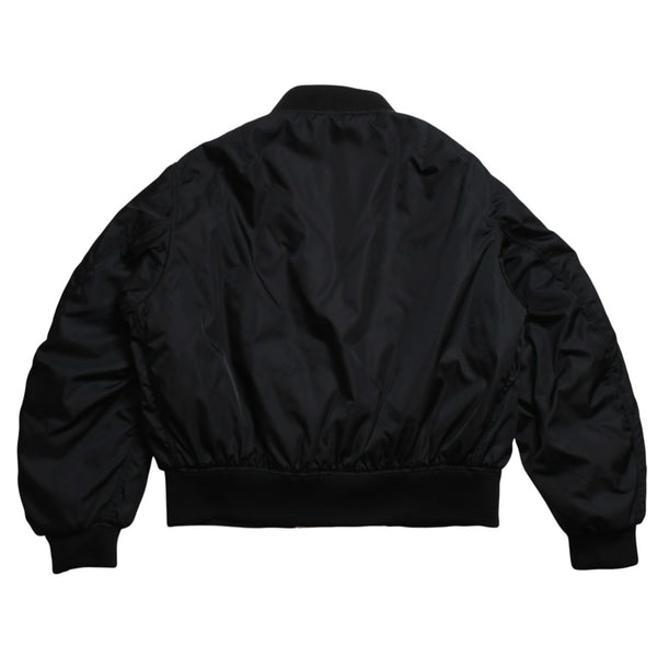 Very Good Condition PRADA Re-Nylon Triangle Logo Plate MA-1 Bomber Jacket Black Size M Used 4a004696