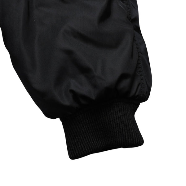 Very Good Condition PRADA Re-Nylon Triangle Logo Plate MA-1 Bomber Jacket Black Size M Used 4a004696