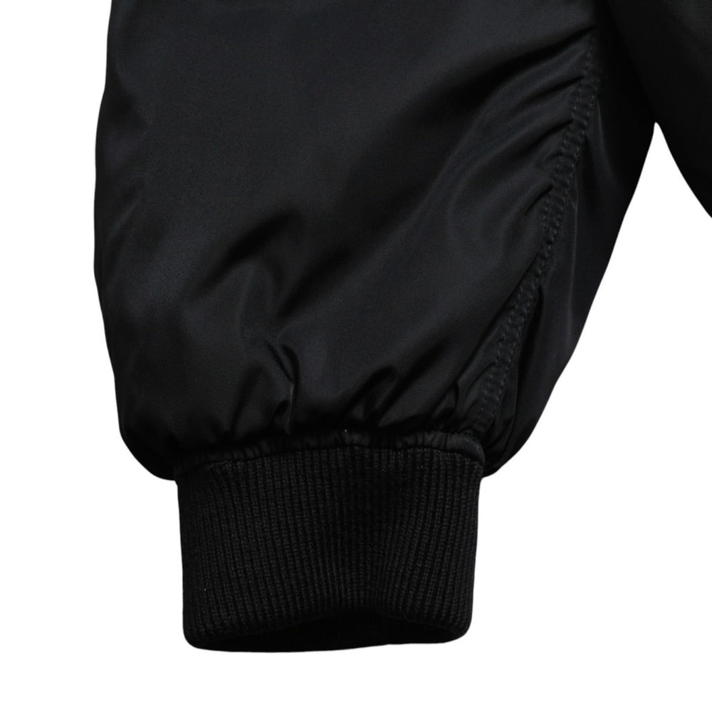 Very Good Condition PRADA Re-Nylon Triangle Logo Plate MA-1 Bomber Jacket Black Size M Used 4a004696