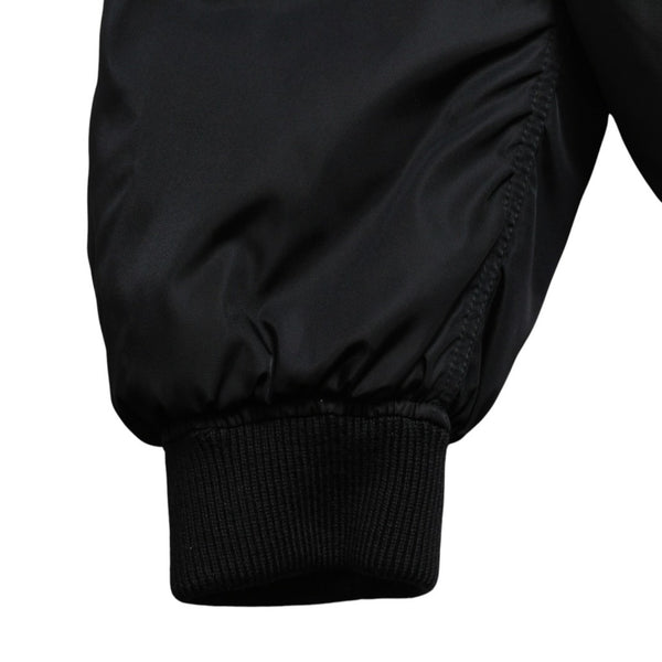 Very Good Condition PRADA Re-Nylon Triangle Logo Plate MA-1 Bomber Jacket Black Size M Used 4a004696
