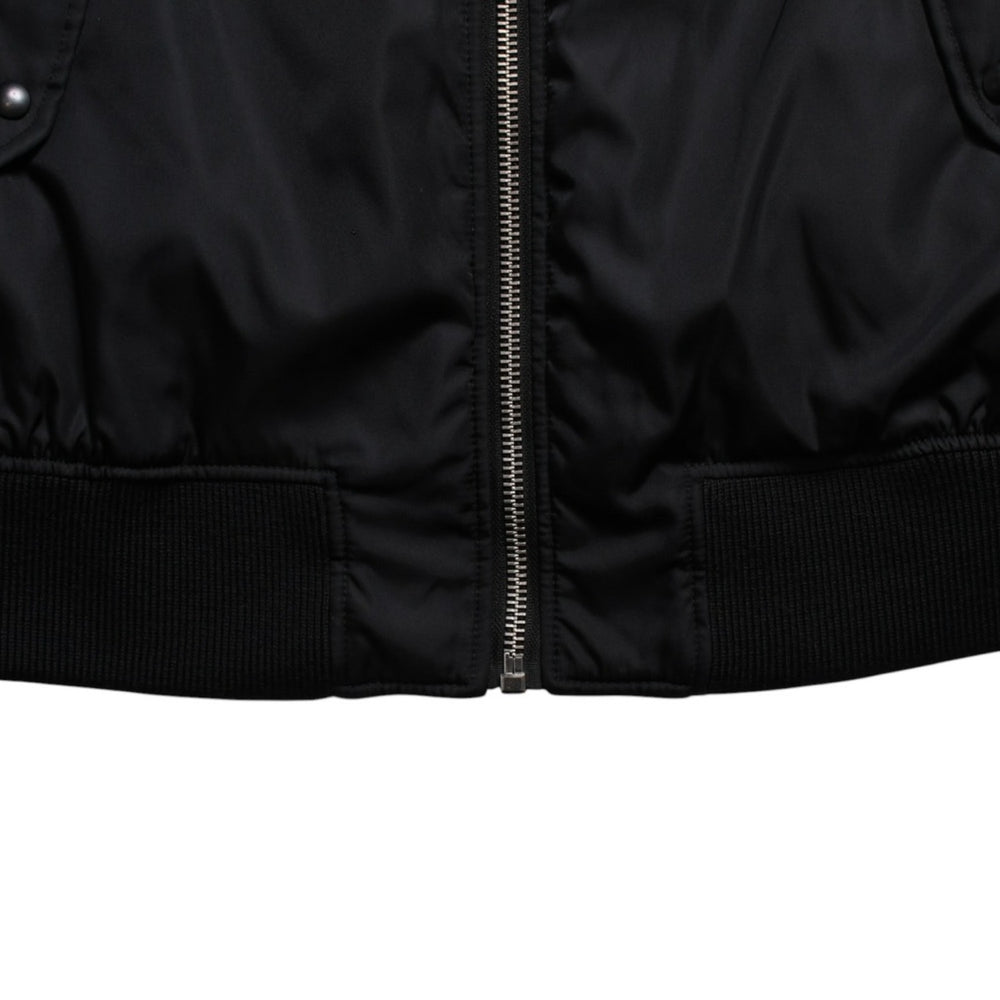 Very Good Condition PRADA Re-Nylon Triangle Logo Plate MA-1 Bomber Jacket Black Size M Used 4a004696