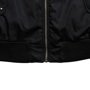 Very Good Condition PRADA Re-Nylon Triangle Logo Plate MA-1 Bomber Jacket Black Size M Used 4a004696